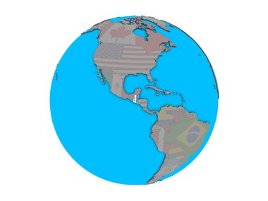 Guatemala katıştırılmış ulusal bayrak mavi siyasi 3d dünya üzerinde. 3d illüstrasyon izole beyaz arka plan üzerinde.