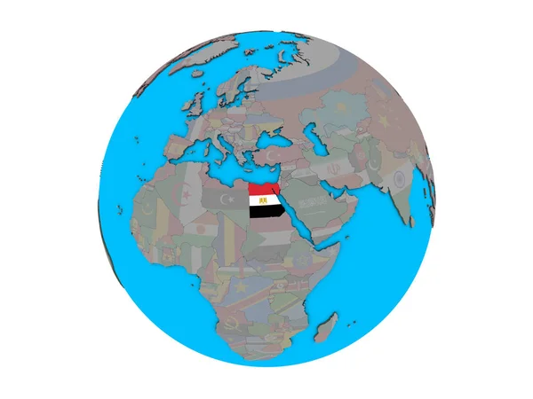 Egitto Con Bandiera Nazionale Incorporata Sul Globo Blu Politico Illustrazione — Foto Stock