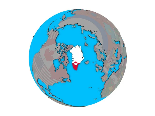 지구에 국기와 그린란드 배경에 — 스톡 사진