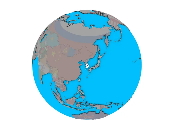 South Korea Embedded National Flag Blue Political Globe Illustration Isolated — Stock Photo, Image