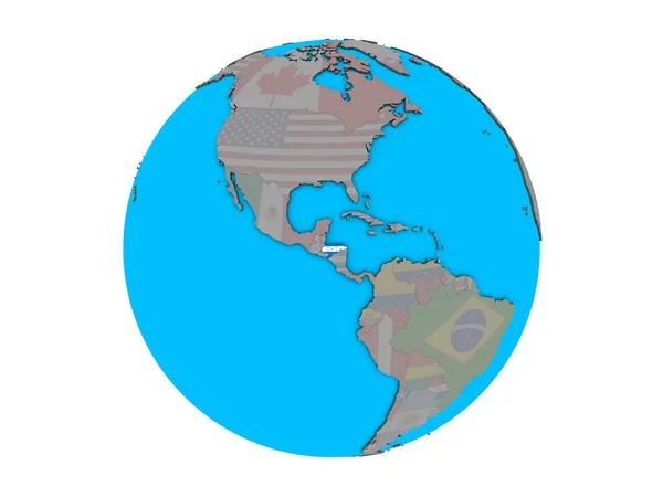 Honduras Embedded National Flag Blue Political Globe Illustration Isolated White — Stock Photo, Image