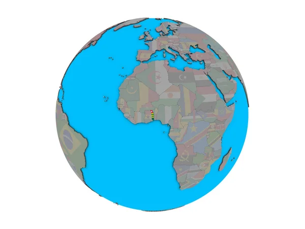 Togo Вбудованих Національний Прапор Синій Політичних Моделі Землі Ілюстрація Ізольовані — стокове фото