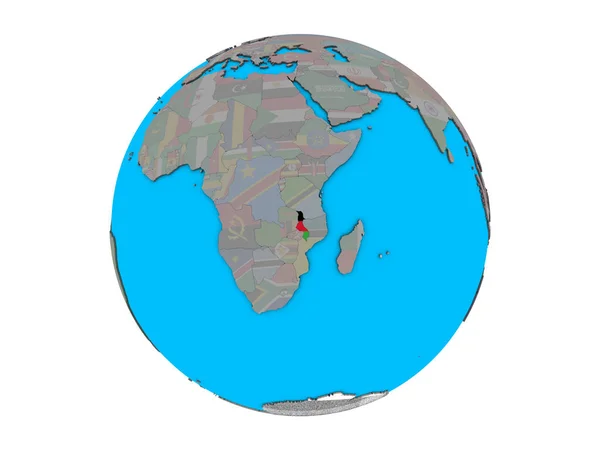 Малаві Вбудованих Національний Прапор Синій Політичних Моделі Землі Ілюстрація Ізольовані — стокове фото