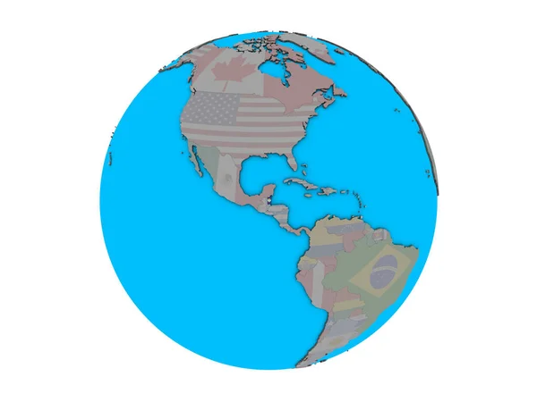 Belize Embedded National Flag Blue Political Globe Illustration Isolated White — Stock Photo, Image