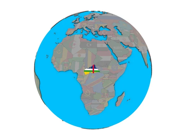 Közép Afrika Beágyazott Nemzeti Zászló Kék Politikai Földgömb Illusztráció Elszigetelt — Stock Fotó