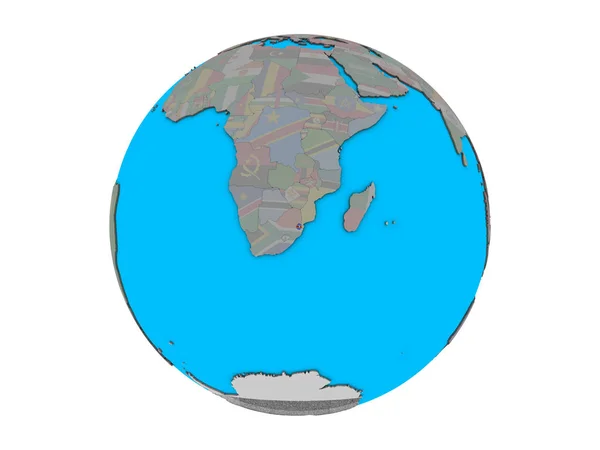 Eswatini Mit Eingebetteter Nationalflagge Auf Blauem Politischen Globus Illustration Isoliert — Stockfoto