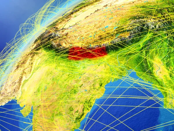 Nepal Modell Planeten Jorden Med Internationella Nätverk Begreppet Teknik Och — Stockfoto