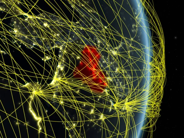 Irak Noche Planeta Tierra Con Red Concepto Conectividad Viajes Comunicación — Foto de Stock