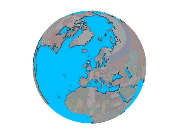 Scotland Embedded National Flag Blue Political Globe Illustration Isolated White — Stock Photo, Image
