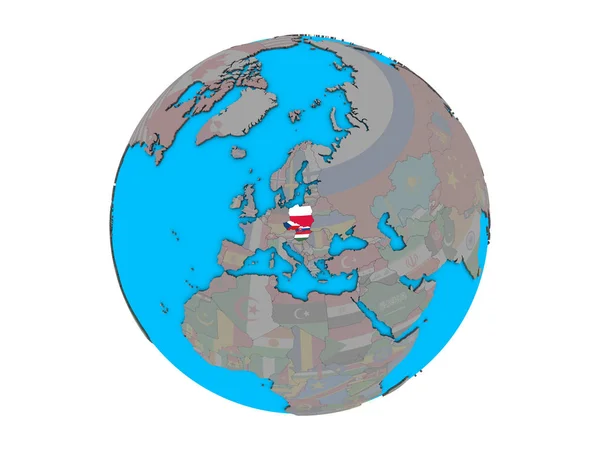 Visegrad Gruppe Mit Eingebetteten Nationalflaggen Auf Blauem Politischen Globus Illustration — Stockfoto