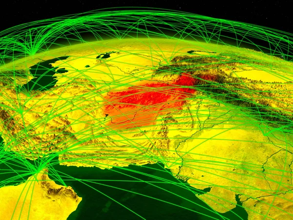 Digitális Föld Nemzetközi Hálózat Kommunikációs Utazási Kapcsolatok Afganisztánban Illusztráció Kép — Stock Fotó