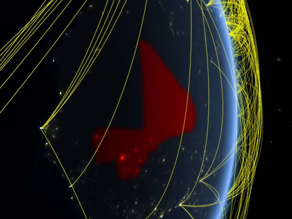 ネットワークと惑星地球の夜マリ 旅行およびコミュニケーションの概念 イラスト Nasa から提供されたこのイメージの要素 — ストック写真