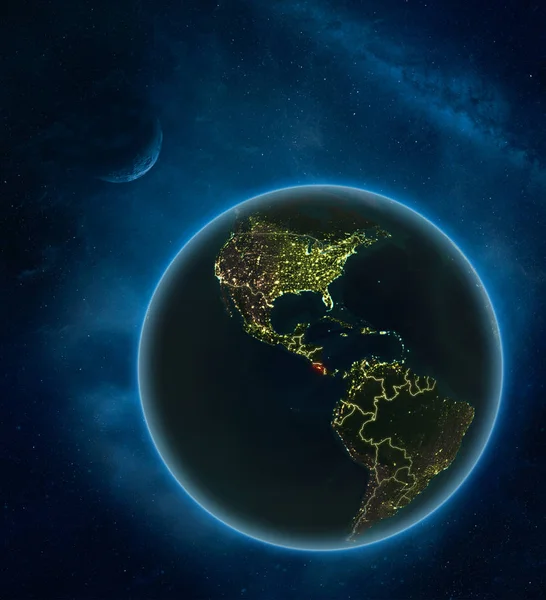 Коста Ріка Вночі Космосу Місяцем Чумацький Шлях Детальний Планети Земля — стокове фото