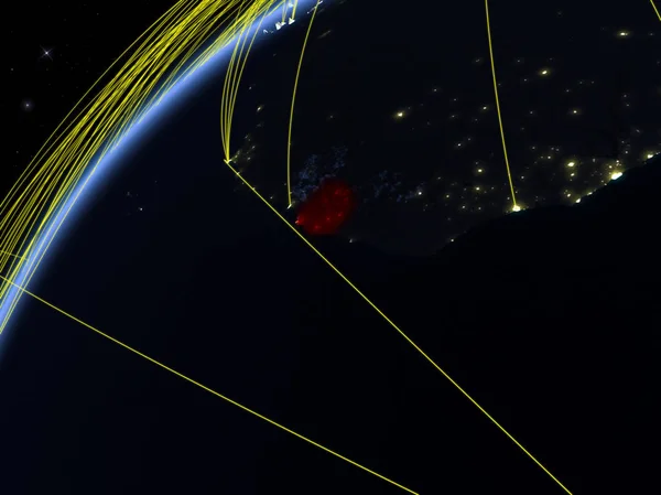 Σιέρα Λεόνε Στο Μοντέλο Του Πλανήτη Νύχτα Διεθνή Δίκτυα Έννοια — Φωτογραφία Αρχείου