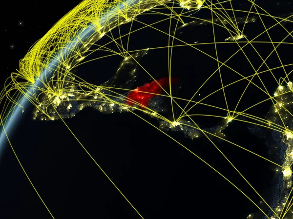 Honduras Modelu Planety Ziemi Nocy Międzynarodowych Sieci Koncepcja Komunikacji Cyfrowej — Zdjęcie stockowe