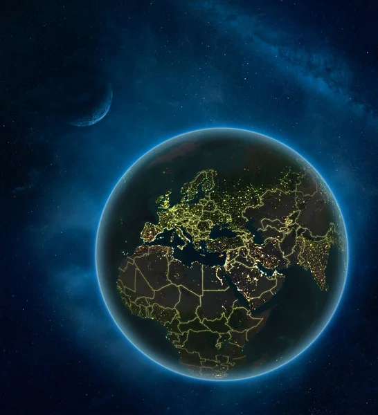 Cypr Nocy Kosmosu Księżyca Mlecznej Szczegółowe Planety Ziemia Światła Miasta — Zdjęcie stockowe