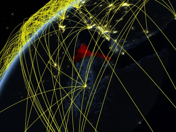 Eritrea Modelo Del Planeta Tierra Noche Con Redes Internacionales Concepto —  Fotos de Stock