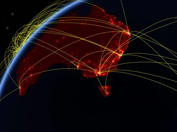 Australia Model Planet Earth Night International Networks Concept Digital Communication — Stock Photo, Image