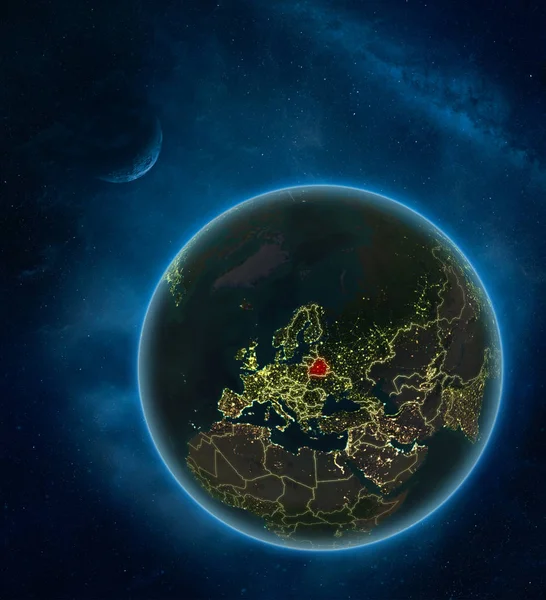 Λευκορωσία Νύχτα Από Χώρο Φεγγάρι Και Milky Way Λεπτομερείς Πλανήτη — Φωτογραφία Αρχείου