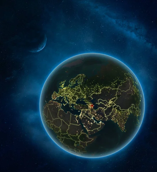 Azerbaijão Noite Espaço Com Lua Láctea Planeta Terra Detalhado Com — Fotografia de Stock