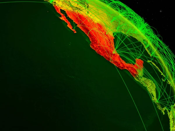 Messico Dallo Spazio Sul Modello Del Pianeta Digitale Terra Con — Foto Stock