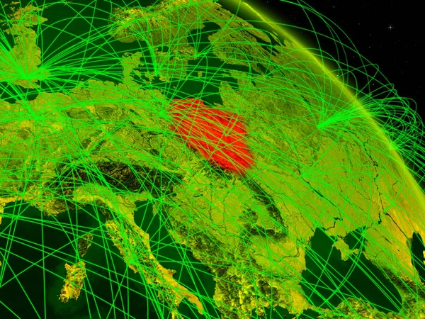 Polônia Espaço Modelo Planeta Digital Terra Com Rede Conceito Tecnologia — Fotografia de Stock
