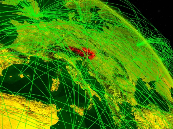 Ausztria Űrből Digitális Bolygó Föld Hálózati Modell Digitális Technológia Connectivity — Stock Fotó