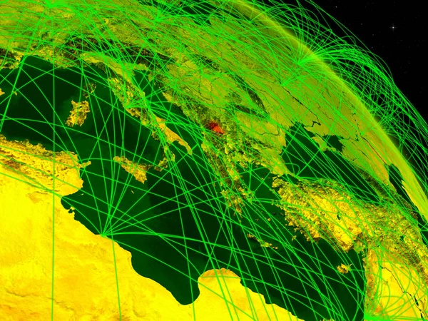 Koszovó Űrből Digitális Bolygó Föld Hálózati Modell Digitális Technológia Connectivity — Stock Fotó