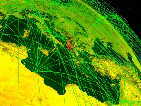 Albánia Űrből Digitális Bolygó Föld Hálózati Modell Digitális Technológia Connectivity — Stock Fotó