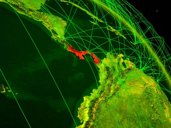 Panama Espace Sur Modèle Planète Numérique Terre Avec Réseau Concept — Photo