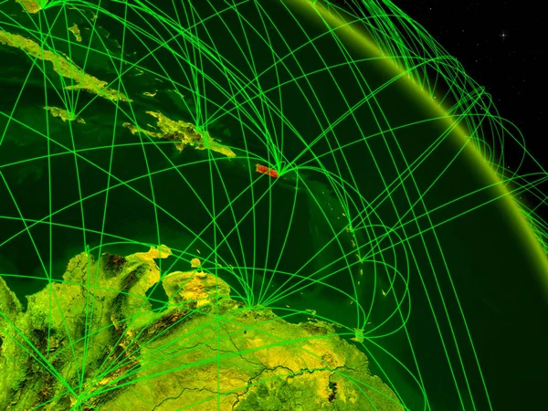 プエルトリコのネットワークとデジタル地球のモデル上の領域から デジタル技術 接続および旅行のコンセプトです イラスト Nasa から提供されたこのイメージの要素 — ストック写真