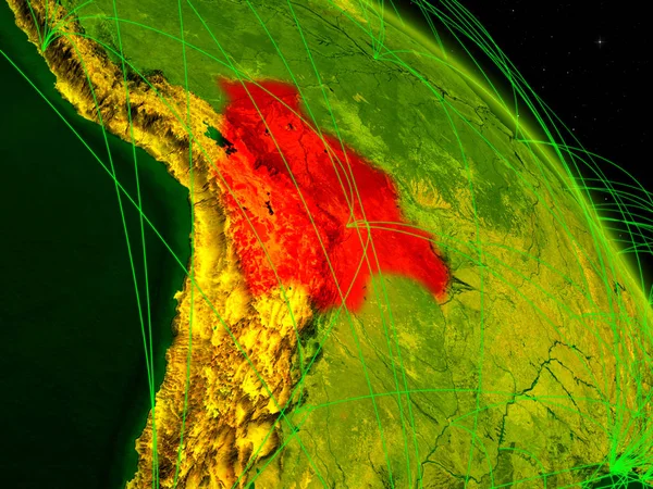 Bolivie Espace Sur Modèle Planète Numérique Terre Avec Réseau Concept — Photo
