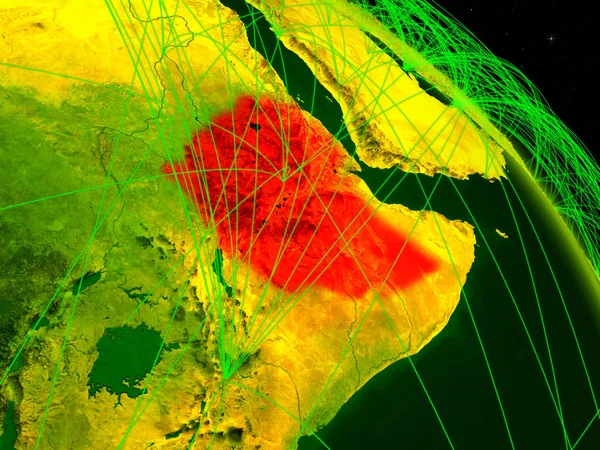 ネットワークとデジタル地球のモデル上の領域からエチオピア デジタル技術 接続および旅行のコンセプトです イラスト Nasa から提供されたこのイメージの要素 — ストック写真