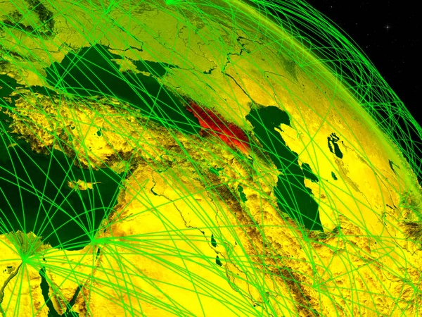Geórgia Espaço Modelo Planeta Digital Terra Com Rede Conceito Tecnologia — Fotografia de Stock