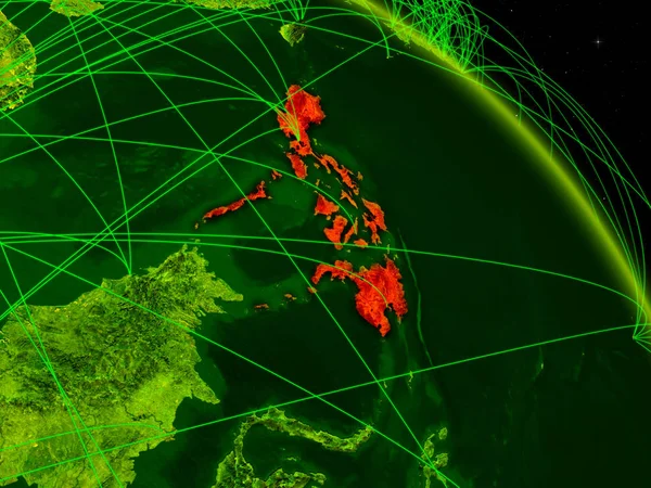 ネットワークとデジタル地球のモデル上の領域からフィリピン デジタル技術 接続および旅行のコンセプトです イラスト Nasa から提供されたこのイメージの要素 — ストック写真
