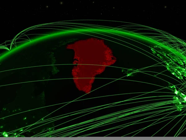 Grönland Yeşil Planet Earth Ile Uluslararası Iletişim Seyahat Bağlantıları Temsil — Stok fotoğraf