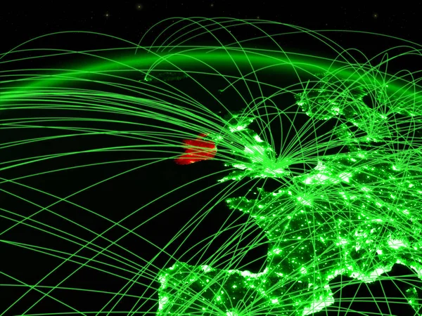 Irsko Zelené Planetě Zemi Mezinárodní Sítí Představující Komunikace Cestování Spojení — Stock fotografie