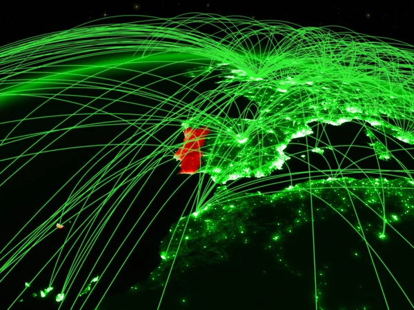 Portugal Groene Planeet Aarde Met Wereldwijd Netwerk Communicatie Reis Verbindingen — Stockfoto