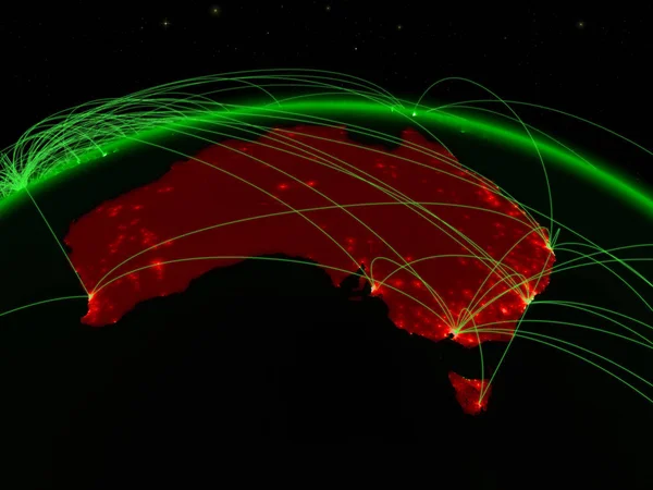 オーストラリアでは国際的なネットワーク通信 旅行および接続を表す緑の惑星地球 イラスト Nasa から提供されたこのイメージの要素 — ストック写真