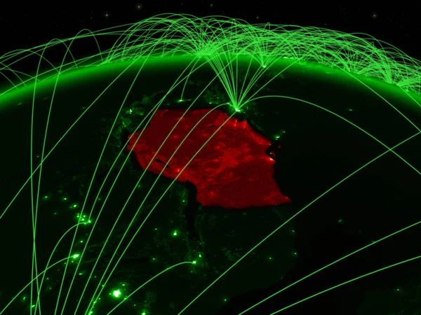 タンザニアの国際的なネットワーク通信 旅行および接続を表す緑の惑星地球 イラスト Nasa から提供されたこのイメージの要素 — ストック写真