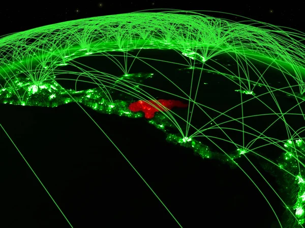 Honduras Planeta Verde Terra Com Rede Internacional Representando Comunicação Viagens — Fotografia de Stock