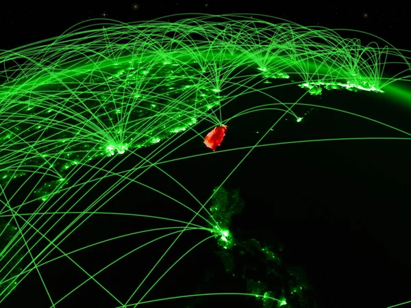Taiwan Gröna Planeten Jorden Med Internationella Nätverk Som Representerar Kommunikation — Stockfoto