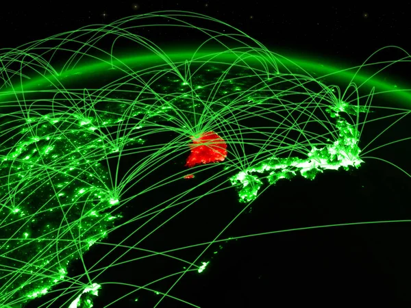 国際的なネットワーク通信 旅行および接続を表す緑の惑星地球の韓国 イラスト Nasa から提供されたこのイメージの要素 — ストック写真