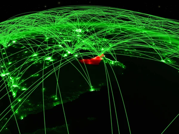 国際的なネットワーク通信 旅行および接続を表す緑の惑星地球上のアメリカ アラブ首長国連邦 イラスト Nasa から提供されたこのイメージの要素 — ストック写真
