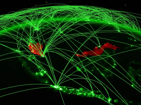 Malasia Planeta Verde Tierra Con Una Red Internacional Que Representa —  Fotos de Stock