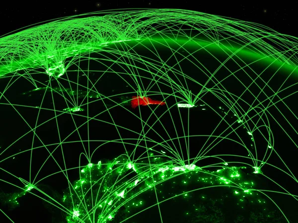 Dominicaanse Republiek Groene Planeet Aarde Met Wereldwijd Netwerk Communicatie Reis — Stockfoto