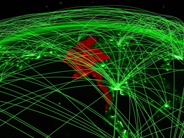 Myanmar Planeta Verde Tierra Con Una Red Internacional Que Representa —  Fotos de Stock