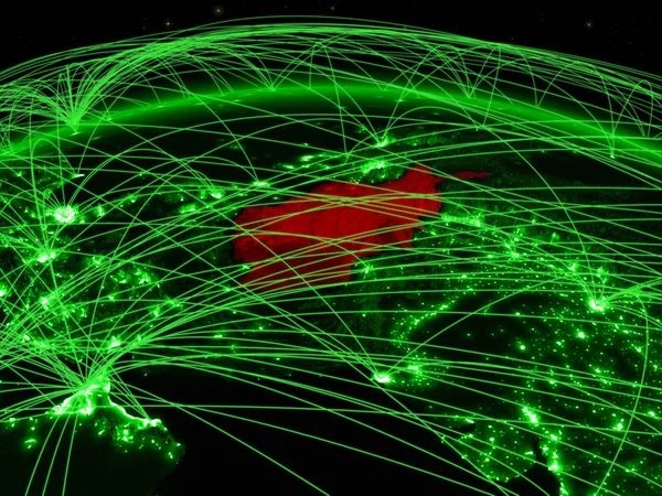 Afeganistão Planeta Verde Terra Com Rede Internacional Representando Comunicação Viagens — Fotografia de Stock