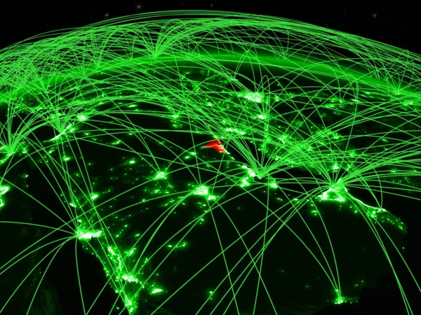 Kuwait Planeta Verde Tierra Con Una Red Internacional Que Representa —  Fotos de Stock