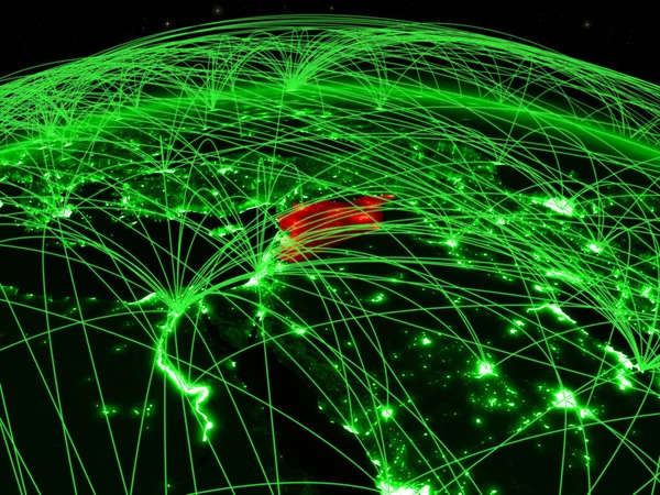 Syrië Groene Planeet Aarde Met Wereldwijd Netwerk Communicatie Reis Verbindingen — Stockfoto